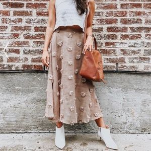 CHICWISH Cotton Candy Sheer 3D Flower Skirt-Taupe